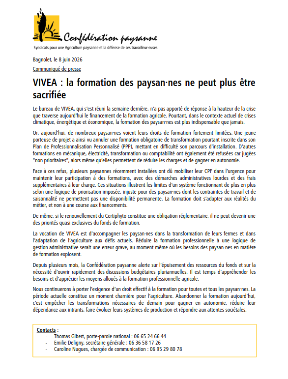 VIVEA : la formation des paysan·nes ne peut plus être sacrifiée